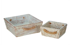 2 wooden baskets