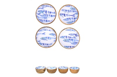 Set de 4 bols à poissons émaillés