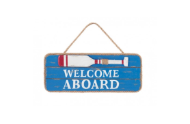 Placa fusta "welcome aboard"