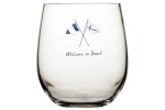 Water glass WELCOME ONBOARD for boats, yachts and sailboats. Totally unbreakable and guaranteed.