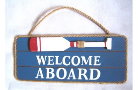 Placa de madeira "bem-vindos a bordo"
