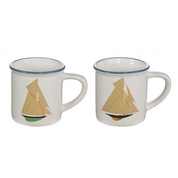 Set 4 Tasse mit Segelboot