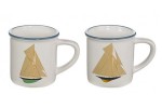 Set 4 Tasse mit Segelboot