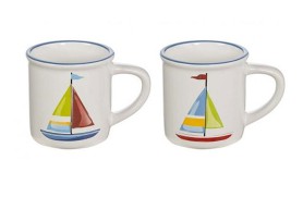 Set 4 Mugs mit Segelschiff