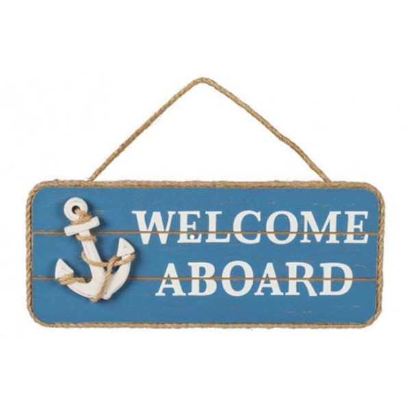 Placa de madeira "Welcome Aboard"