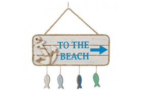 Placa de madeira "To the Beach"