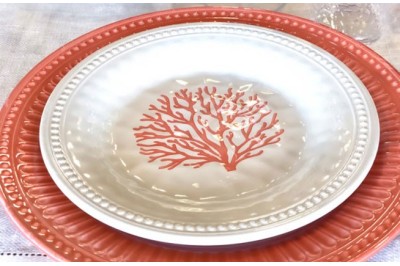 Set 6 Plato postres HARMONY Coral