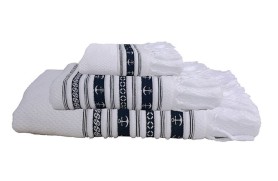 Anchor Towel Set - White