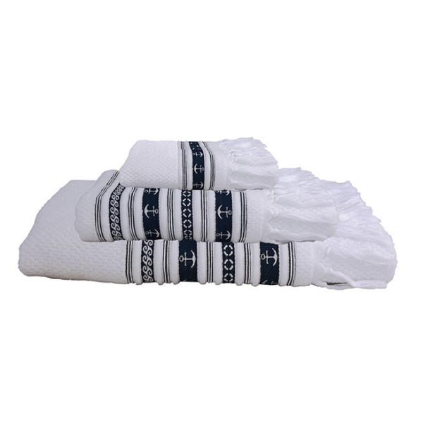 Anchor Towel Set - White