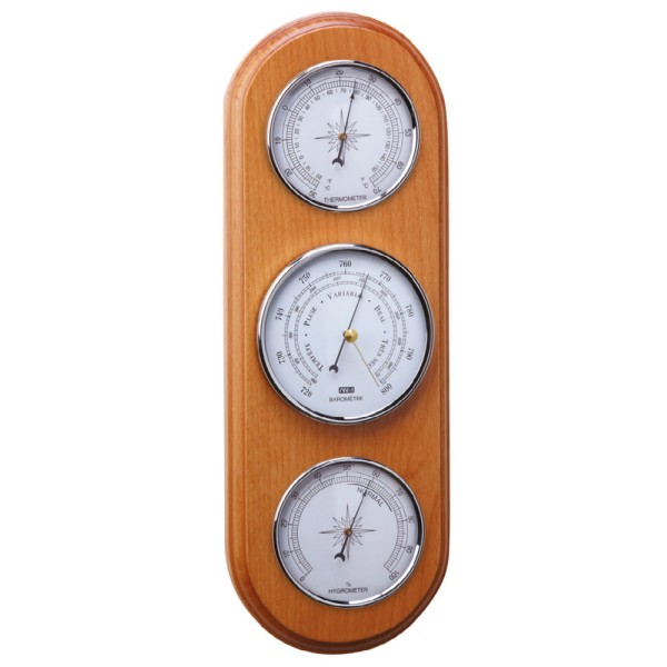 Wall thermometer, hygrometer and barometer