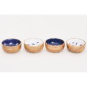 4 enamelled wooden bowls