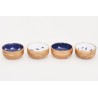 4 enamelled wooden bowls