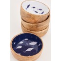 4 enamelled wooden bowls