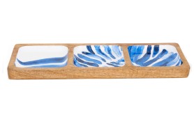 Enameled blue tray