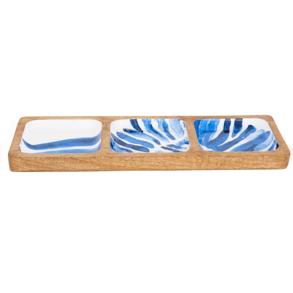 Enameled blue tray