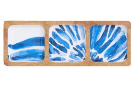 Enameled blue tray