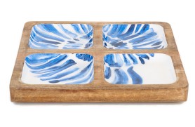 Enameled blue tray