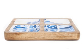 Enameled blue tray