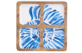 Enameled blue tray