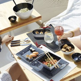 Black melamine tableware, from the MARINE BUSINESS brand.